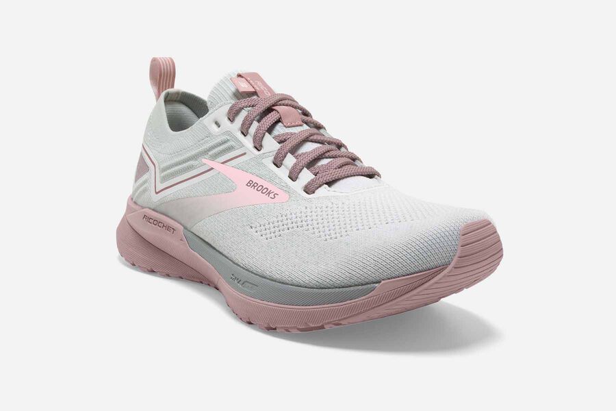 Brooks Ricochet 3 Road Running Shoes Womens - White/Pink - IOGMD-6345